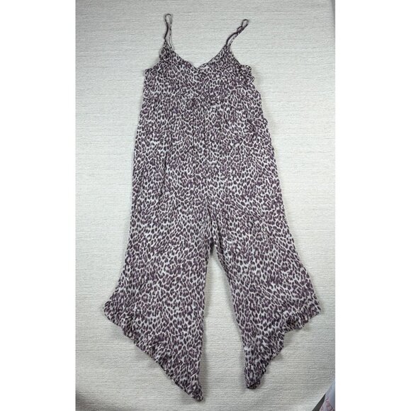 Leopard Print Kensie Womens Jumpsuit Adjustable Straps & Flowy Hem Size M Boho - Picture 1 of 15